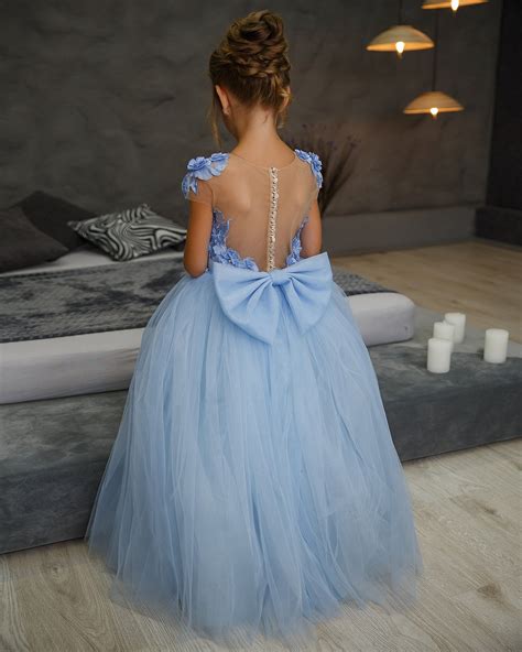 Light blue flower girl dress flower girl dress tulle toddler ball gown ...