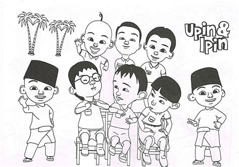 Gambar Gambar Hitam Putih Upin Ipin Terbaru Siap Diwarnai Cari Mewarnai ...