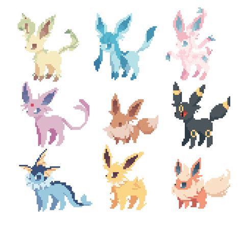 Shiny Eevee, Pokemon Eeveelutions, Eevee Evolutions, Pixel Art Pokemon ...