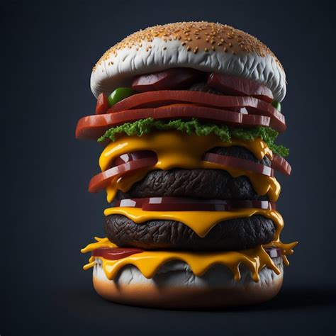 Premium AI Image | Photo of a cheeseburger with plenty of ingredients