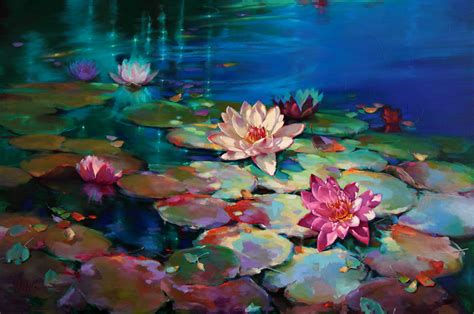 Oil Painting Lotus By Donna Young 7 - Full Image