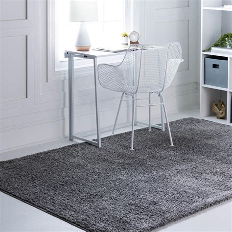 Rugs.Com Soft Solid Shag Collection Area Rug – 3X5 Grey Shag Rug ...