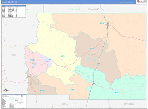 Colfax County, NM Wall Map Color Cast Style by MarketMAPS - MapSales.com