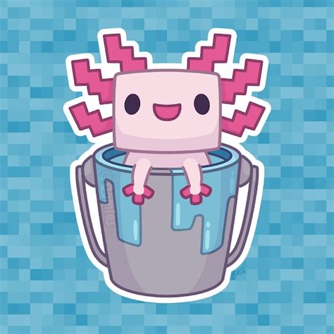 Minecraft Axolotl in a Bucket Sticker Laptops Planners Water Bottles Minecraft Stickers Axolotl ...