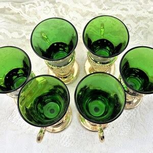 Vintage Aperitif Glasses Set of 6 Encased in Ornate Gold Plastic ...