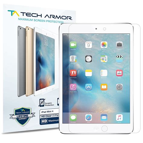 Tech Armor iPad Mini 4 Screen Protector, High Definition HD-Clear Apple iPad Mini 4 Film Screen ...