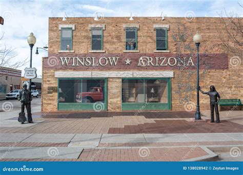 Standin ` on the Corner Park in Winslow, AZ Editorial Photography - Image of browne, mural ...