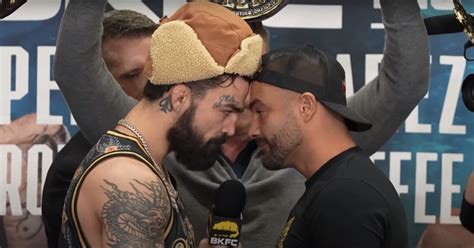 Mike Perry vs. Eddie Alvarez staredown video from BKFC 56 press ...