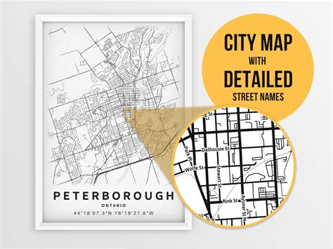 Printable Map of Peterborough Ontario Canada With Street Names - Etsy