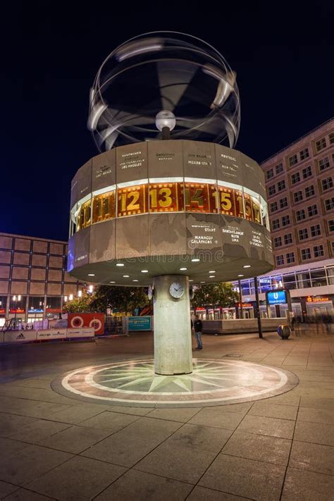 World Time Clock on Alexanderplatz, Berlin, at Night Editorial Stock ...