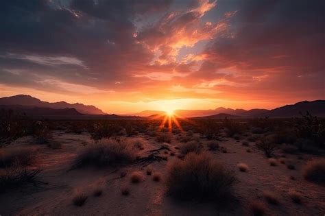 Premium AI Image | Sunrise over the desert with clouds and sky in ...