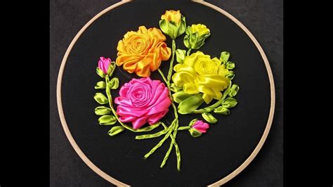 Hand Embroidery - Ribbon Rose Embroidery - YouTube