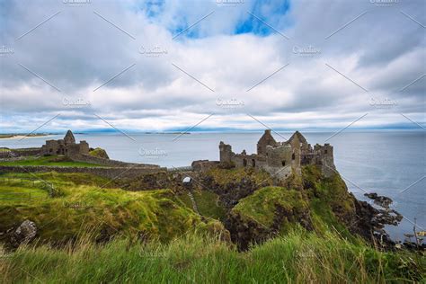 Ruins of the medieval dunluce castle featuring dunluce, castle, and ...