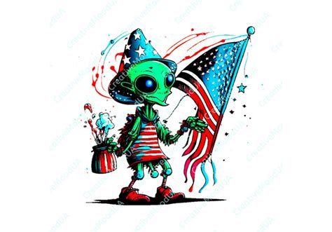 Alien Artist Celebrating US Independence Graphic by CreativeMoodUA ...