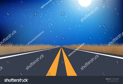 Rural Road Night Stock Vector (Royalty Free) 1312665488 | Shutterstock