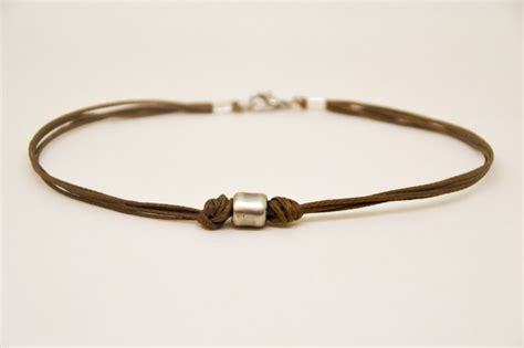 Anklet for Men Men's Anklet With a Silver Tube Charm and - Etsy