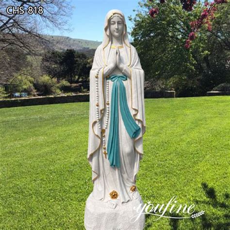 Painted Marble Our Lady of Lourdes Statue for Sale - YouFine