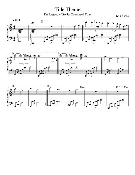 Title Theme: Ocarina of Time sheet music for Piano download free in PDF ...