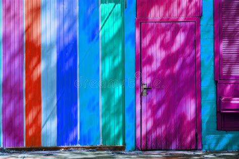 Multi-colored Wooden Wall and Door in the House, Kiev, Ukraine Stock Image - Image of colorful ...
