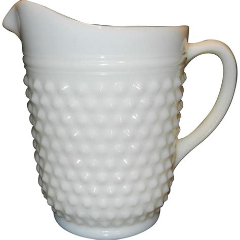 Vintage Anchor Hocking Milk Glass 65 oz Hobnail Pitcher from ...