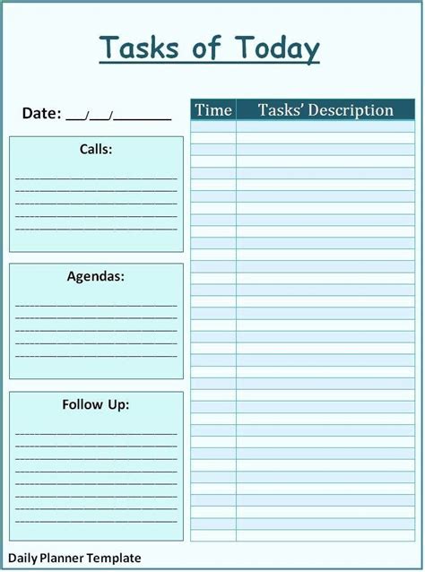 Daily Work Planner Template | Effect Template