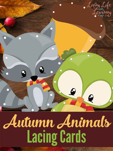 Autumn Animals Lacing Cards