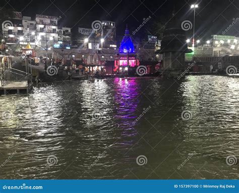 A Night View of Ganga Ghat Haridwar Uttarakhand Editorial Image - Image ...