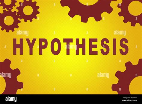 HYPOTHESIS sign concept illustration with red gear wheel figures on yellow gradient background ...