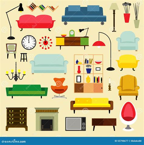 Furniture Ideas For Living Room Cartoon Vector | CartoonDealer.com #55798677