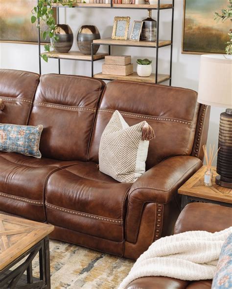 Rubin Leather Power Headrest Sofa | Mathis Home | Leather sofa living room, Reclining sofa ...