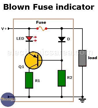 Blown Fuse Indicator Circuit using one transistor - Electronics Area | Electronic circuit ...