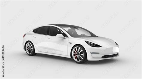 Mockup electric car similar to tesla model y isolated on white background Photos | Adobe Stock