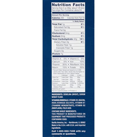 Barilla Lasagna Noodles Nutrition Facts | Blog Dandk