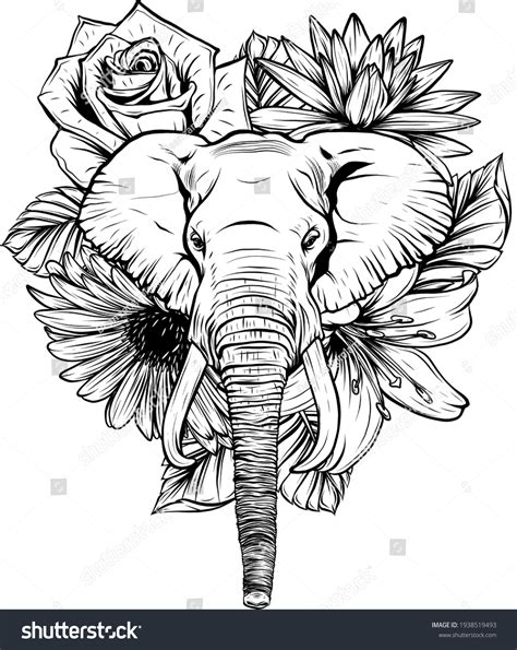 Cartoon Elephant Outline Tattoo