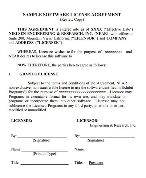 Sample License Agreement Template - 9+ Free Documents in PDF, DOC