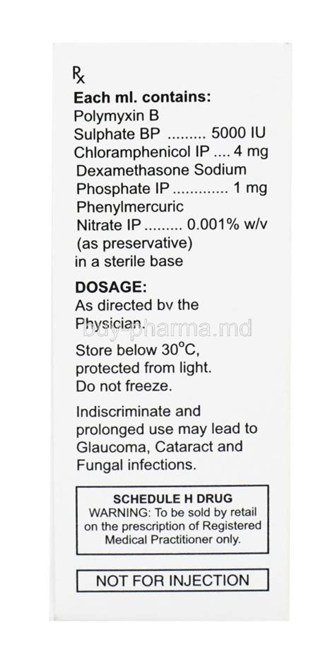 Buy Polymyxin B/ Chloramphenicol/ Dexamethasone Eye/ Ear Dropsonline ...