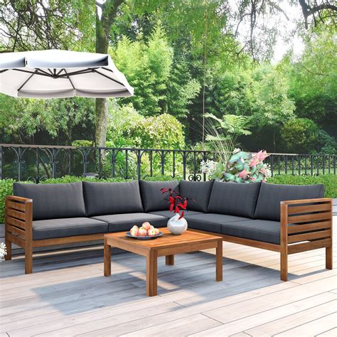 【どうかご】 Merax Patio Furniture Set 4 Pieces Outdoor Conversation Set with Wicker Sofa Rattan ...