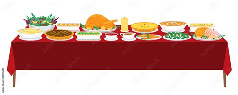 Vetor de Illustration vector flat cartoon of food on happy Thanksgiving ...