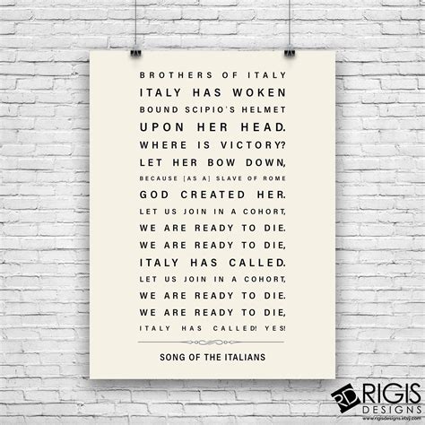 Italy National Anthem Song of the Italians Art Print