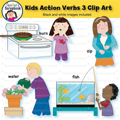 Kids Action Verbs 3 Clip Art | Made By Teachers