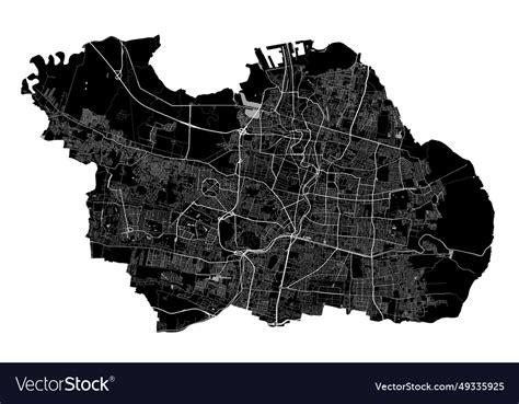 Surabaya map detailed black of city Royalty Free Vector