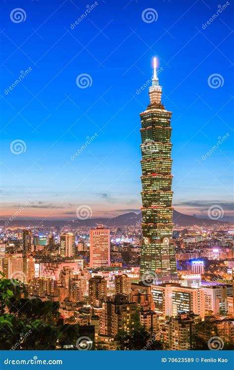 Taipei, Taiwan City Skyline at Twilight. Stock Image - Image of famous ...