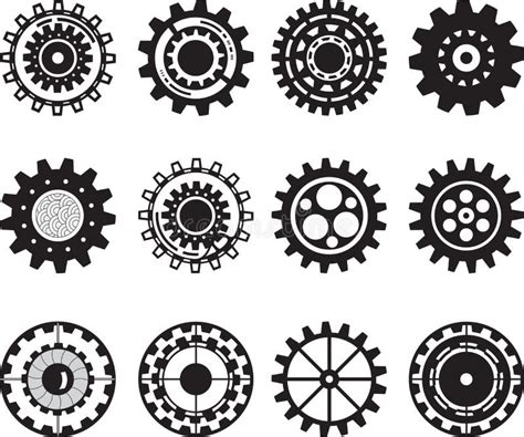 Collection/set of Gear Wheels Isolated on White Background. Stock Illustration - Illustration of ...