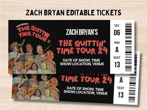 Zach Bryan the Quittin' Time Tour Tour Ticket Stub, Zac Bryan Ticket ...