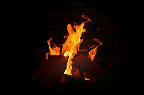 Premium Photo | Fire flames in the fireplace