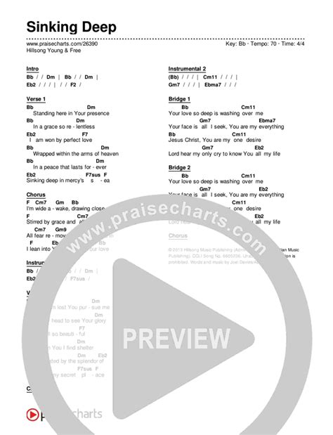 Sinking Deep Chords PDF (Hillsong Young & Free) - PraiseCharts