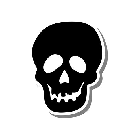 Silhouette Skull on white silhouette and gray shadow. Vector ...