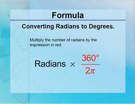 Formulas--Converting Radians to Degrees | Media4Math