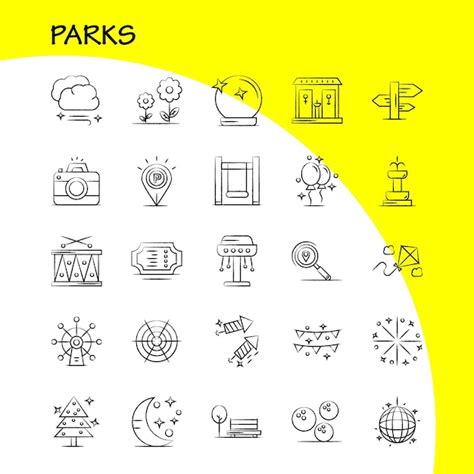 Free Vector | Parks Hand Drawn Icons Set For Infographics Mobile UXUI Kit And Print Design ...