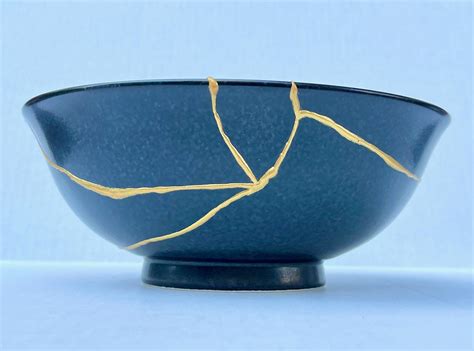 Large Midnight Blue Kintsugi Bowl Kintsugi Home Decor | Etsy